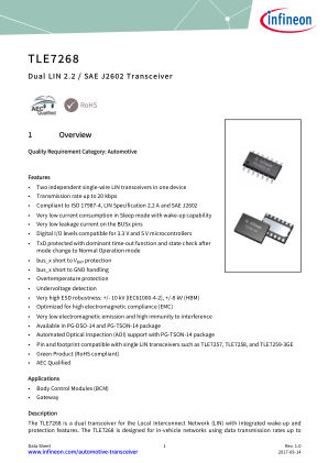 TLE7268 数据手册首页