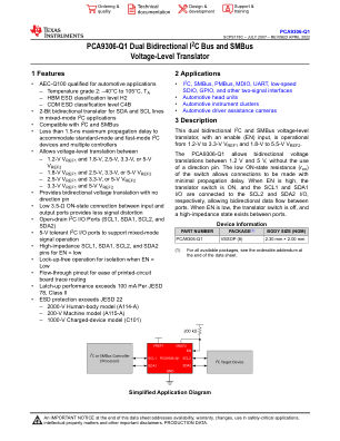 PCA9306-Q1 datasheet cover page