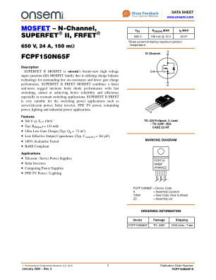 FCPF150N65F datasheet cover page