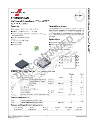 FDMS7656AS datasheet cover page