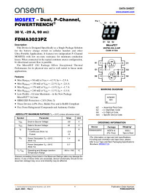 FDMA3023PZ 数据手册首页