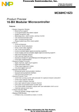 MC68HC16Z3PP 数据手册首页