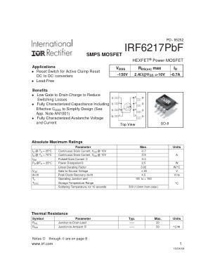 IRF6217 datasheet cover page