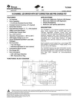 TLC5924 datasheet cover page