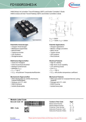 FD1000R33HE3-K datasheet cover page