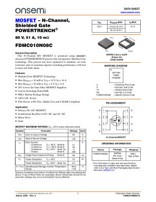 FDMC010N08C 数据手册首页