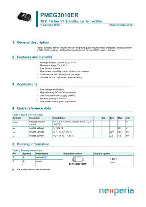 PMEG3010ER 数据手册首页