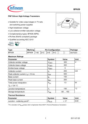 BFN39 datasheet cover page