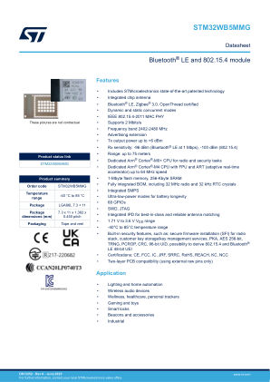 STM32WB5MMG datasheet cover page
