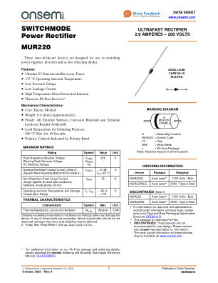 MUR220 数据手册首页