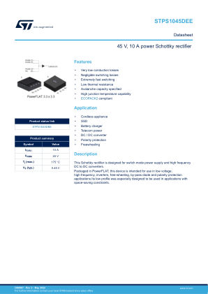 STPS1045DEE datasheet cover page
