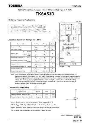 TK6A53D datasheet cover page