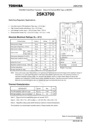 2SK3700 datasheet cover page