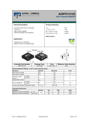 AONT21313C datasheet cover page