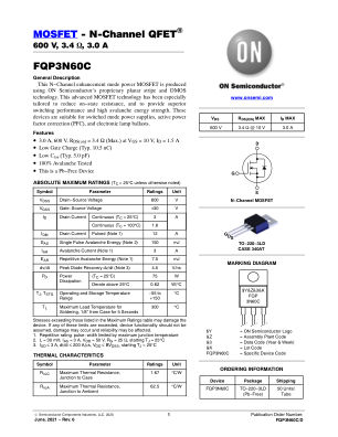 FQP3N60C 数据手册首页