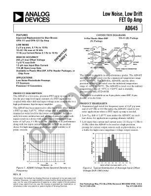 AD645 datasheet cover page