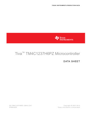 TM4C1237H6PZ datasheet cover page
