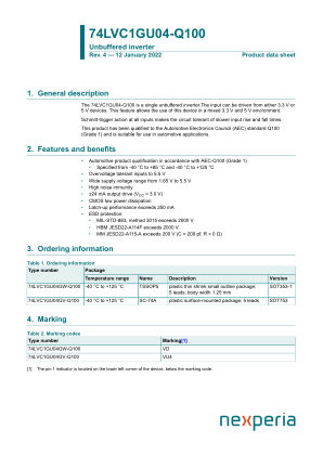 74LVC1GU04GV-Q100125 datasheet cover page