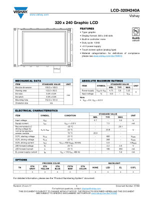 LCD320H240A datasheet cover page