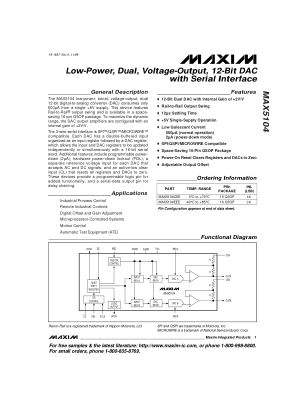 MAX5104 数据手册首页