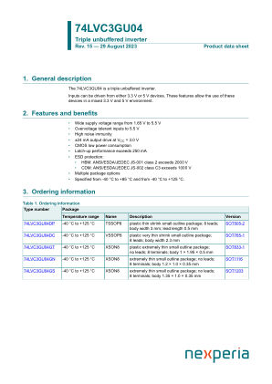 74LVC3GU04GN datasheet cover page