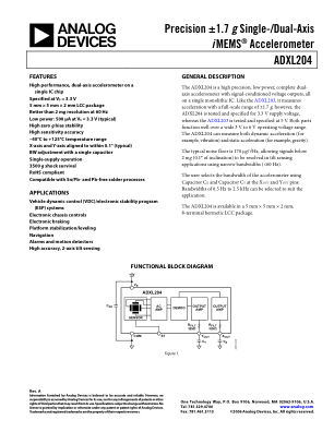 ADXL204 datasheet cover page
