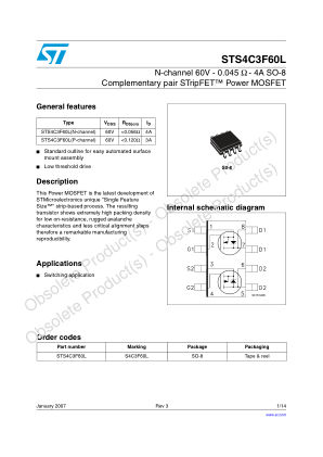 STS4C3F60L datasheet cover page