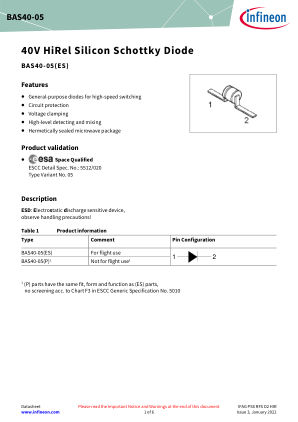 BAS40-05ES 数据手册首页