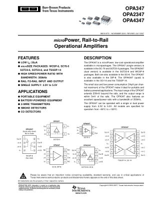 OPA4347 datasheet cover page