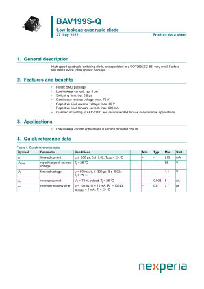 BAV199S-QZ datasheet cover page