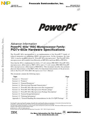 MPC603E7VEC datasheet cover page