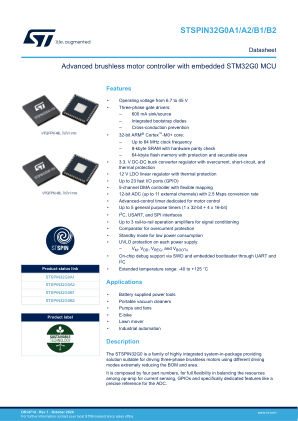 STSPIN32G0A1 datasheet cover page