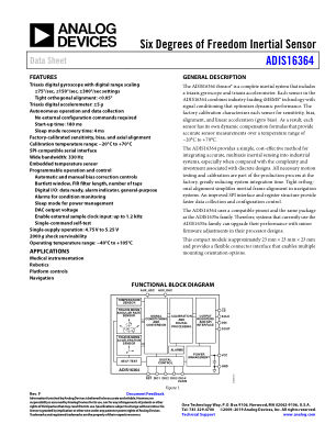 ADIS16364 数据手册首页