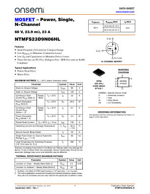 NTMFS23D9N06HL datasheet cover page