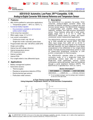 ADS1018-Q1 datasheet cover page