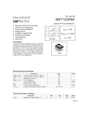 IRF7103 数据手册首页
