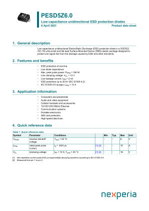 PESD5Z6.0 datasheet cover page