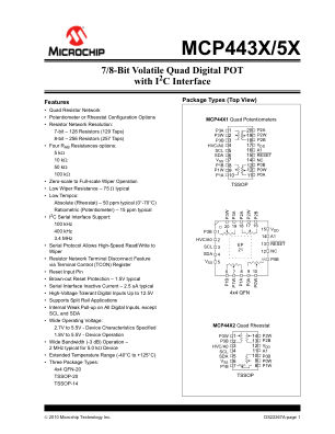 MCP4451-104E datasheet cover page