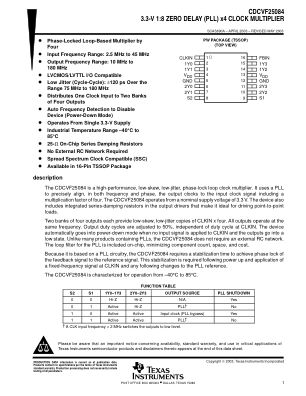CDCVF25084 datasheet cover page