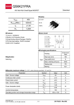 QS6K21FRA datasheet cover page