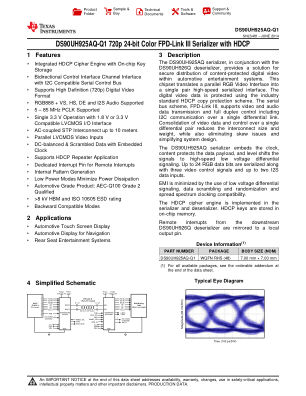 DS90UH925AQ-Q1 datasheet cover page