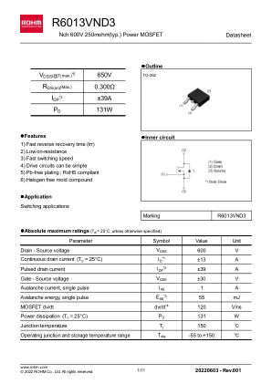R6013VND3 数据手册首页