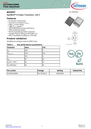 ISC040N10NM8 datasheet cover page