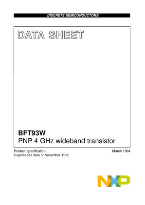 BFT93W 数据手册首页