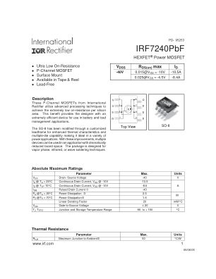 IRF7240 datasheet cover page