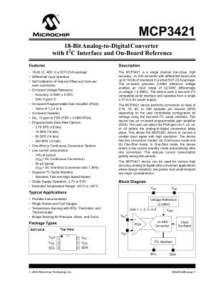 MCP3421 数据手册首页