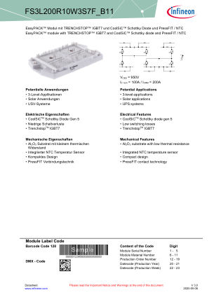 FS3L200R10W3S7F-B11 datasheet cover page