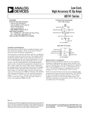 AD741 datasheet cover page