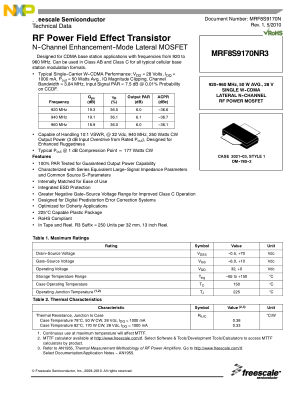 MRF8S9170N datasheet cover page