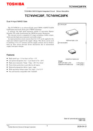 TC74VHC20F datasheet cover page